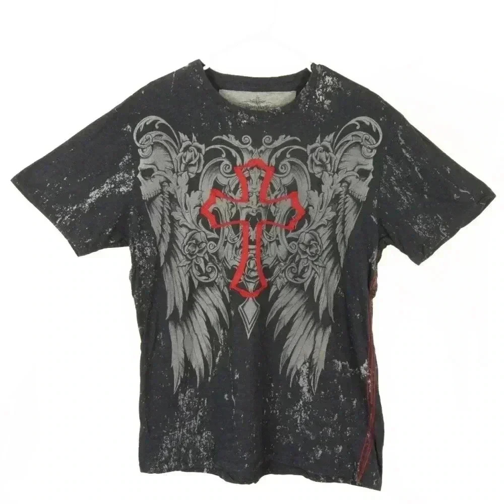 Vintage Third Rail Skateboard Cyber Grunge Red Cross Dark Grey Top